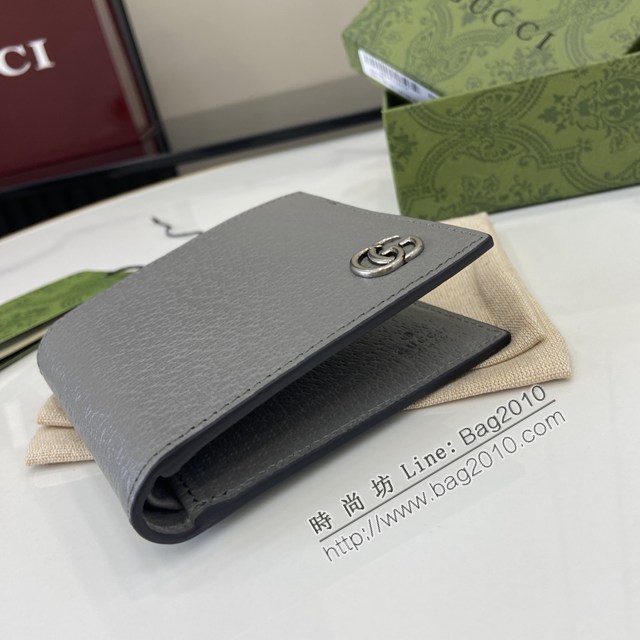Gucci專櫃古馳最新款Marmont系列皮革雙折錢包男士短夾 jh2421型號：428726